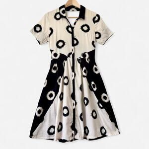Lil Clothing 100% Cotton Black & White Ikat Dress- Size 2, Bold, Maximalist